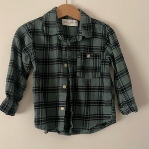 ZARA kids 18-24 month blue plaid button down